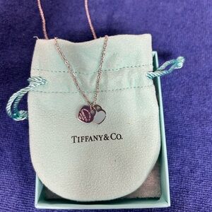 Tiffany & Co. Silver Double Tag Heart Pendant Necklace